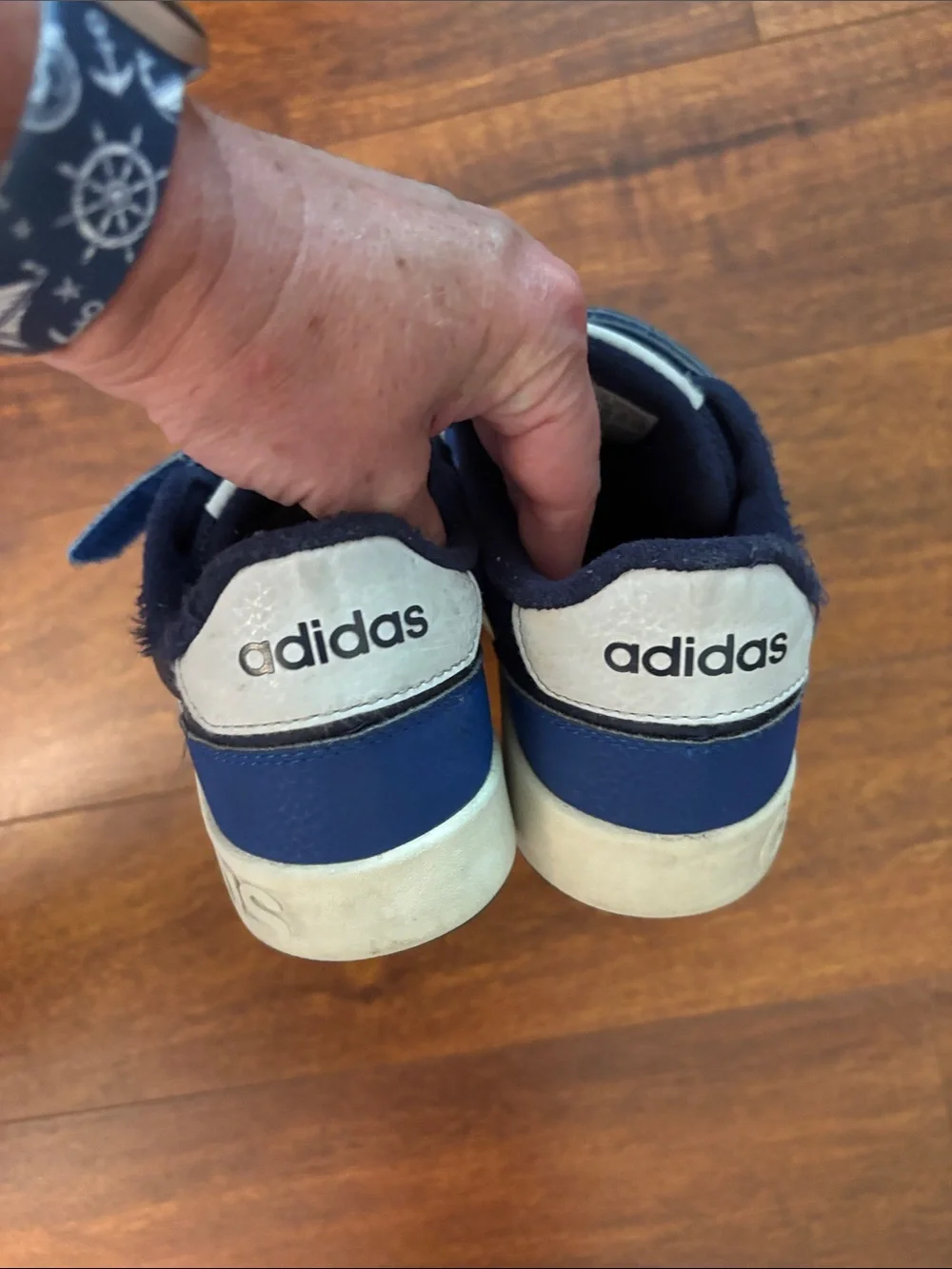 adidas Kids Navy Blue & White Velcro Strap Sneakers